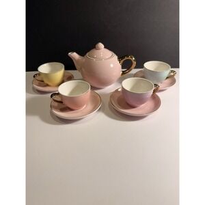 FAO Schwarz Hand-Glazed Ceramic Tea Party Set - 9pc: BPA-Free Pretend Play Tea